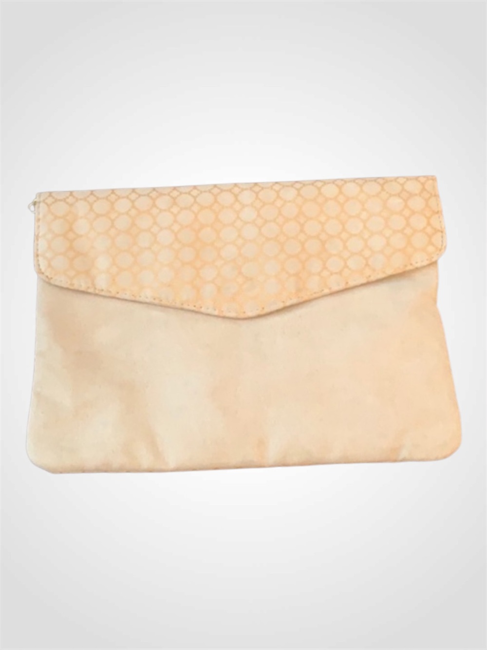 BVLGARI Tan & Gold Metallic Zip Makeup Clutch 10x7x.5